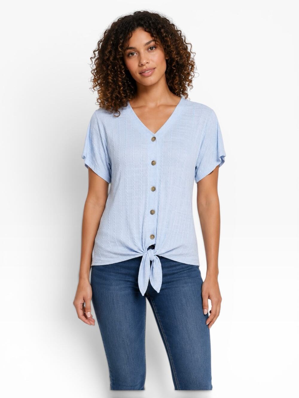 Weatherproof Vintage Tie Front Top Blue Medium NWT